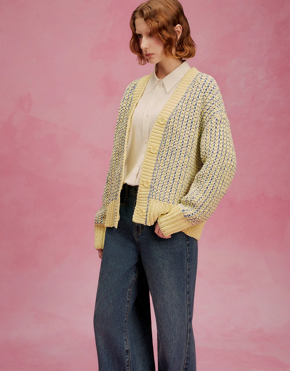 Loose V-Neck Knitted Cardigan sold by Urban Revivo product image thumbnail 3
