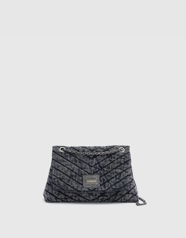 Chevron Denim Shoulder Bag sold by Urban Revivo