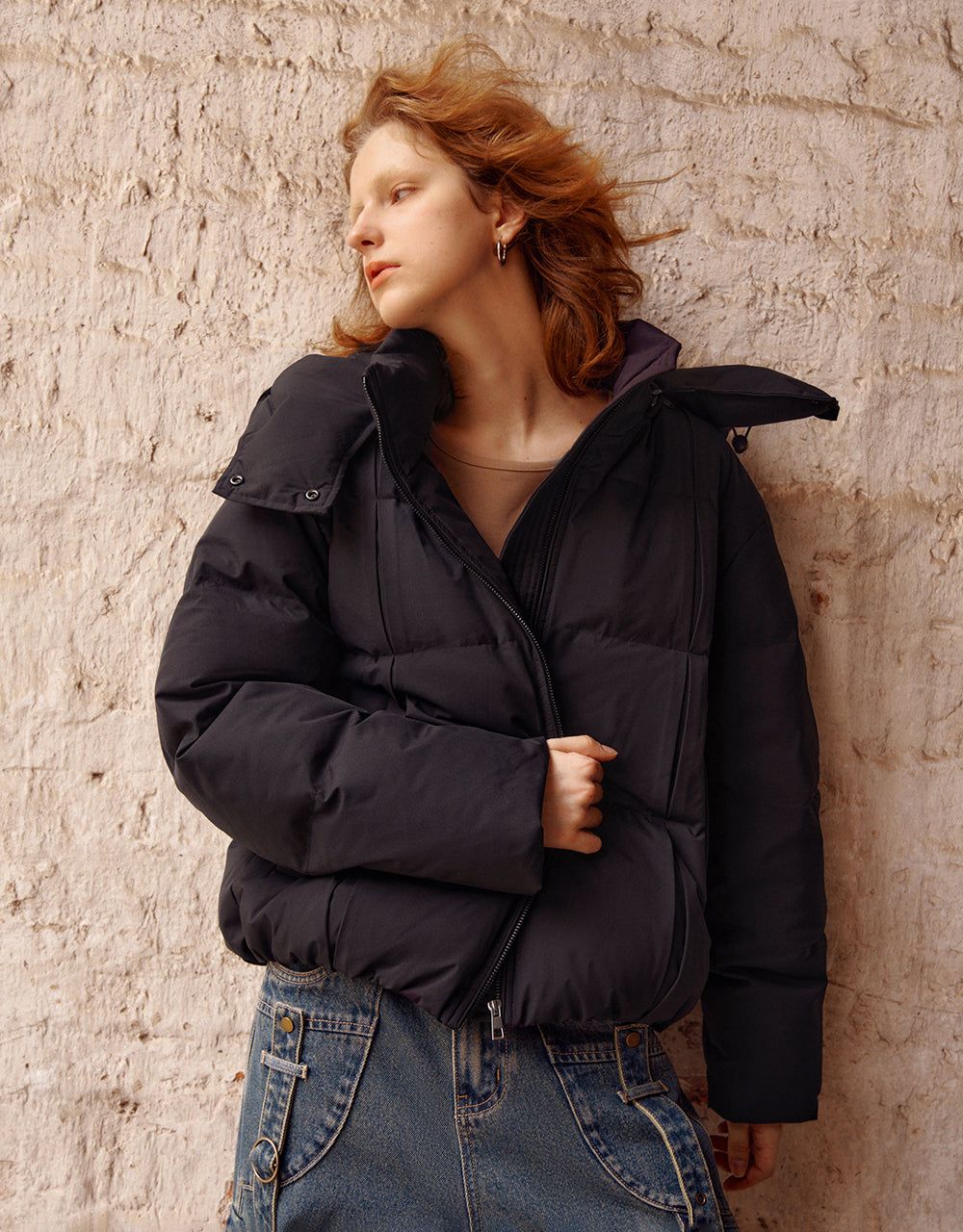 Zipper Front Hooded Down Jacket sold by Urban Revivo