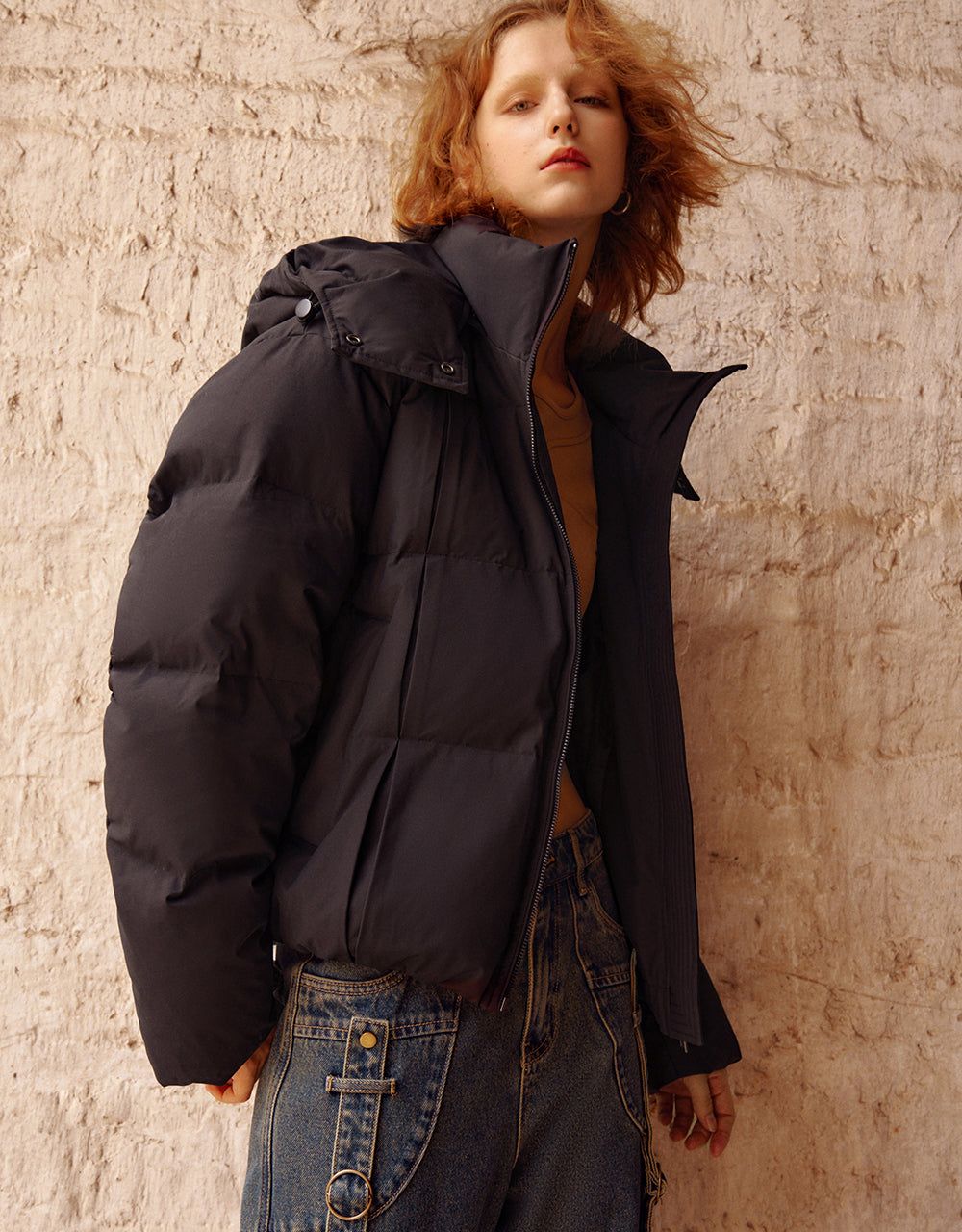 Zipper Front Hooded Down Jacket sold by Urban Revivo product image thumbnail 3