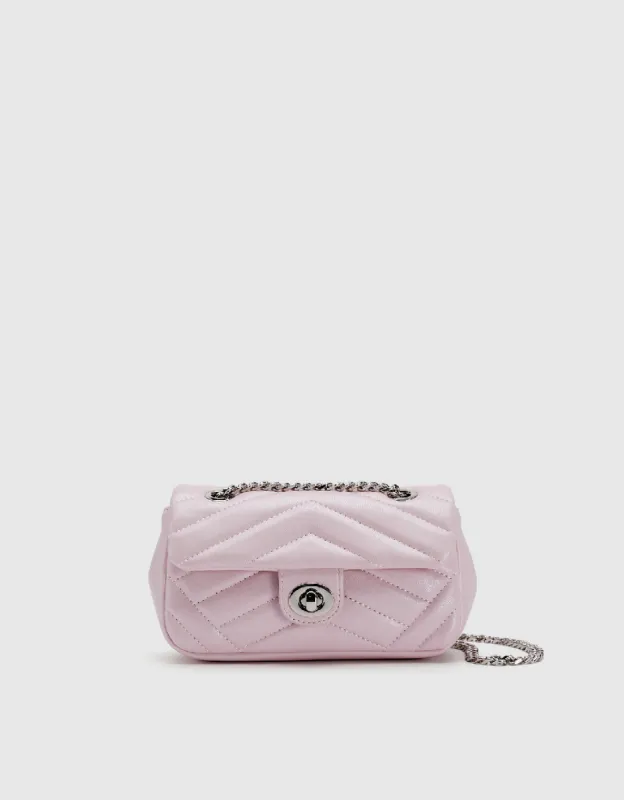 Chevron Turn-Lock Shoulder Bag sold by Urban Revivo