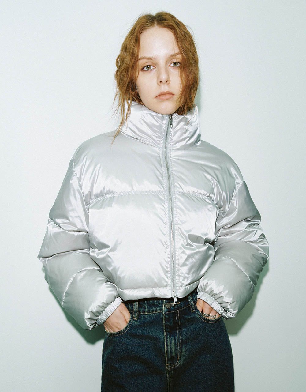 Zipper Front Stand Collar Puffer Jacket sold by Urban Revivo