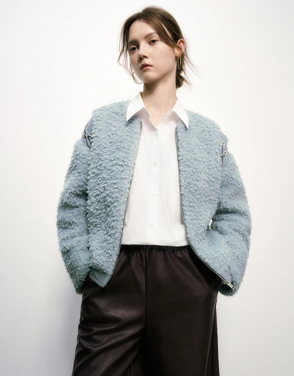 Zipper Front Furry Jacket sold by Urban Revivo