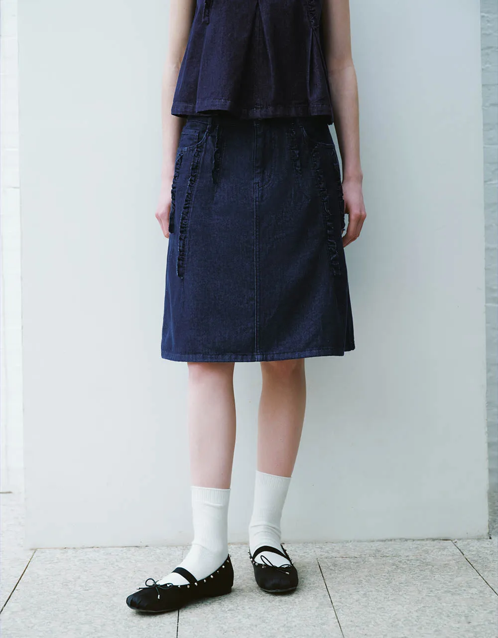 Midi A-Line Denim Skirt sold by Urban Revivo product image thumbnail 2