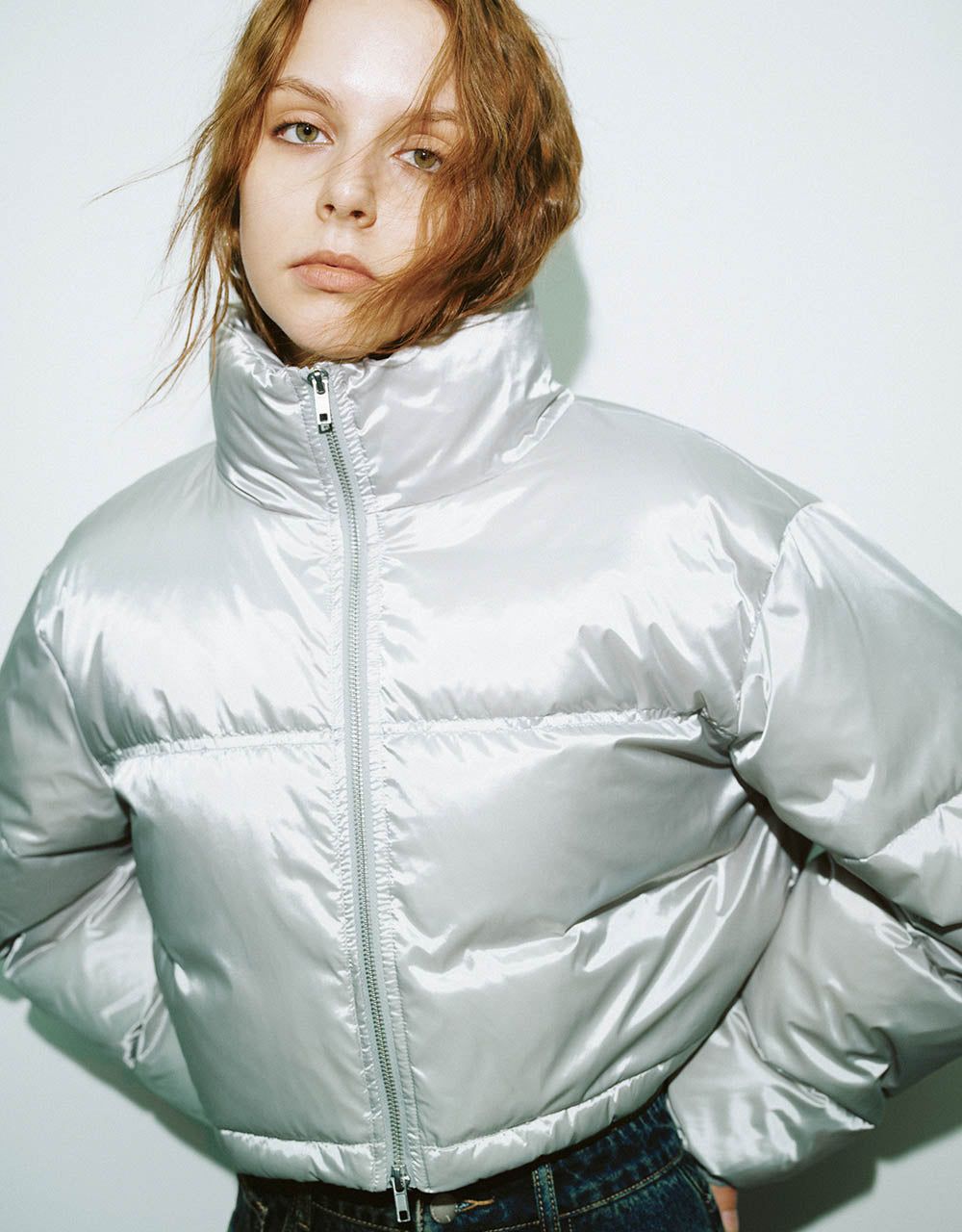 Zipper Front Stand Collar Puffer Jacket sold by Urban Revivo product image thumbnail 5