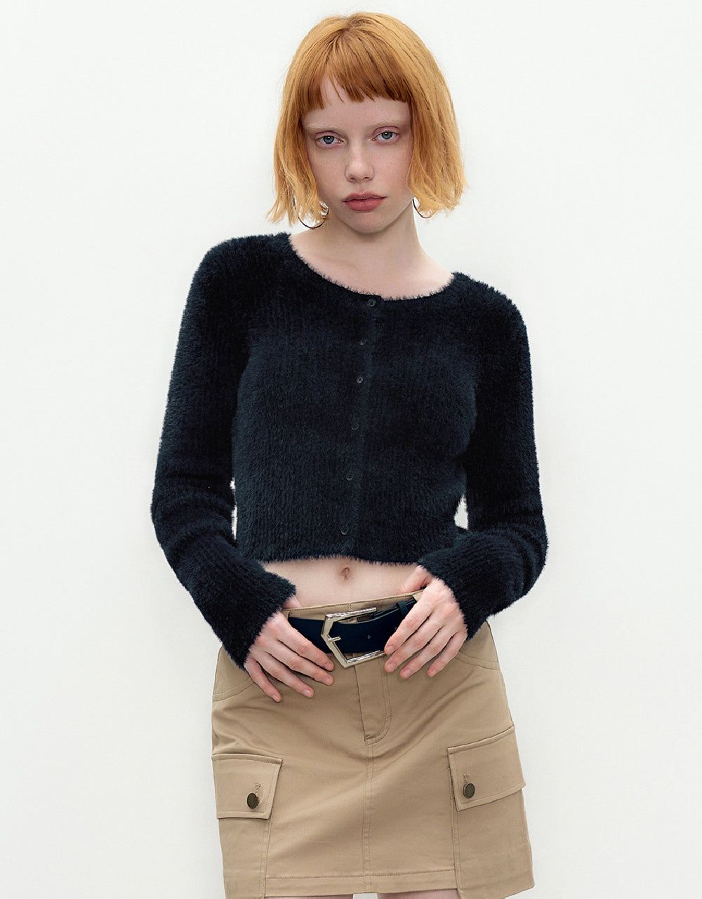 Button Up Cropped Knitted Cardigan sold by Urban Revivo