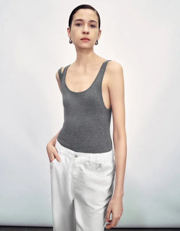 Square-cut Collar Knitted Tank Top sold by Urban Revivo