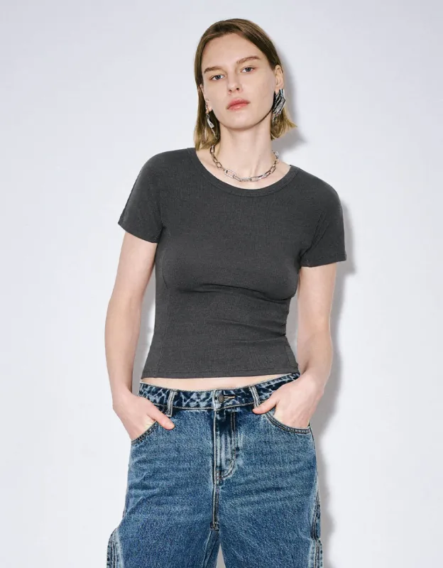 Crew Neck Knitted T-Shirt sold by Urban Revivo