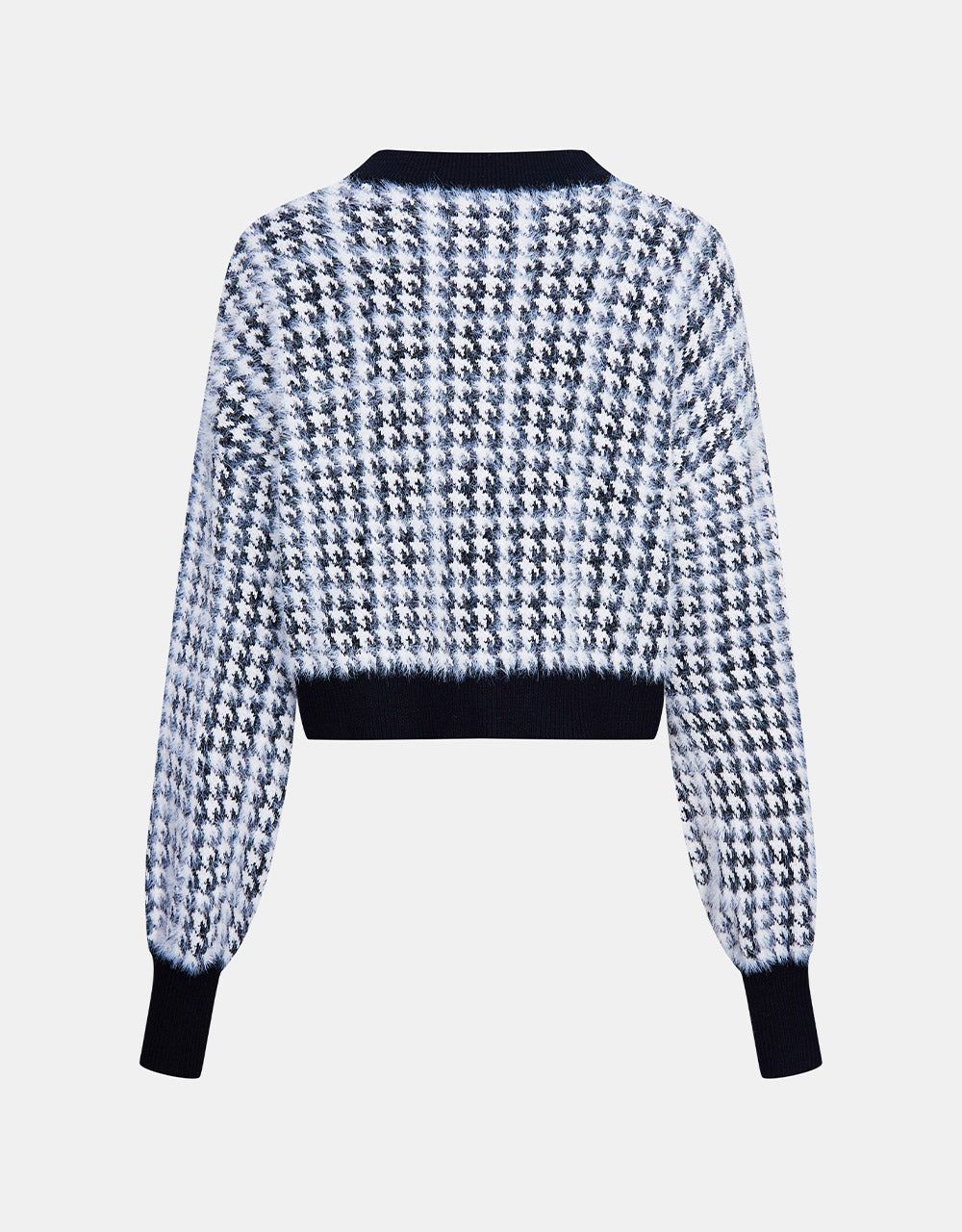 Fluffy Houndstooth Pattern Contrast Trim Cardigan sold by Urban Revivo product image thumbnail 4