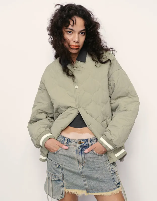 Drop Shoulder Sleeve Embossed Padded Coat sold by Urban Revivo