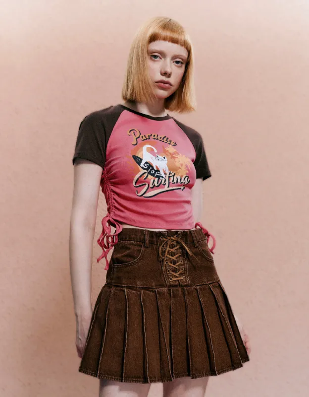 Printed Crew Neck Skinny T-Shirt sold by Urban Revivo