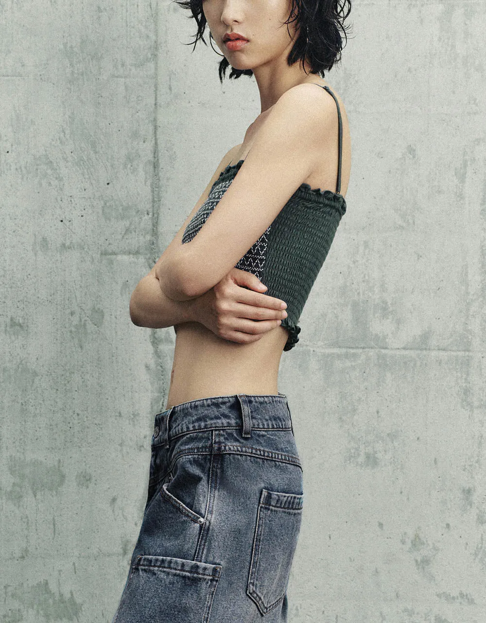 Frill Trim Cropped Cami Top sold by Urban Revivo product image thumbnail 3