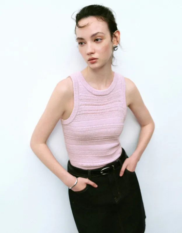 Crochet U Neck Knitted Tank Top made by Urban Revivo