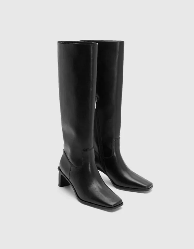 Vegan Leather Square Toe Knee Boots sold by Urban Revivo
