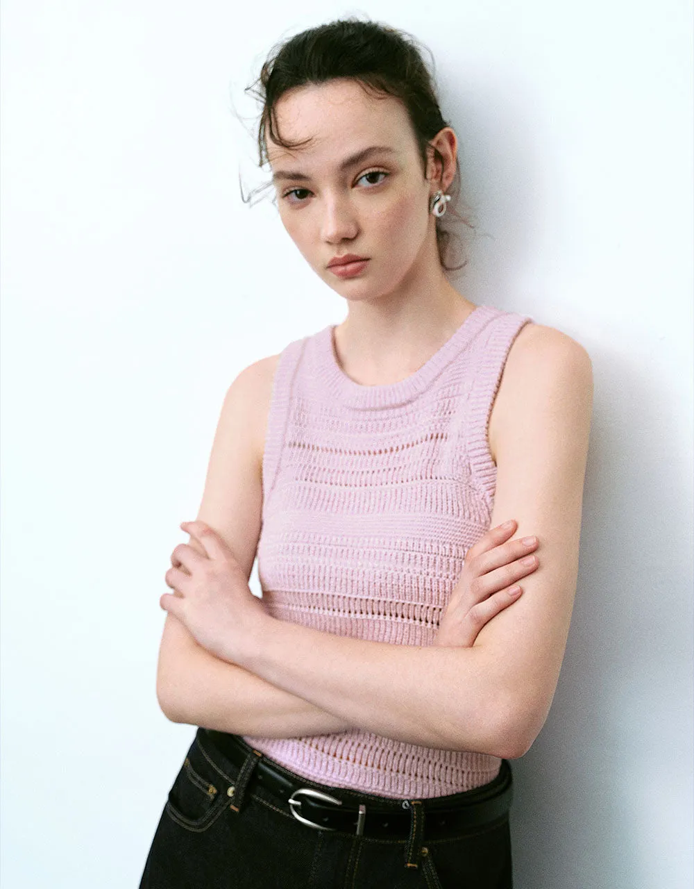 Crochet U Neck Knitted Tank Top sold by Urban Revivo product image thumbnail 2