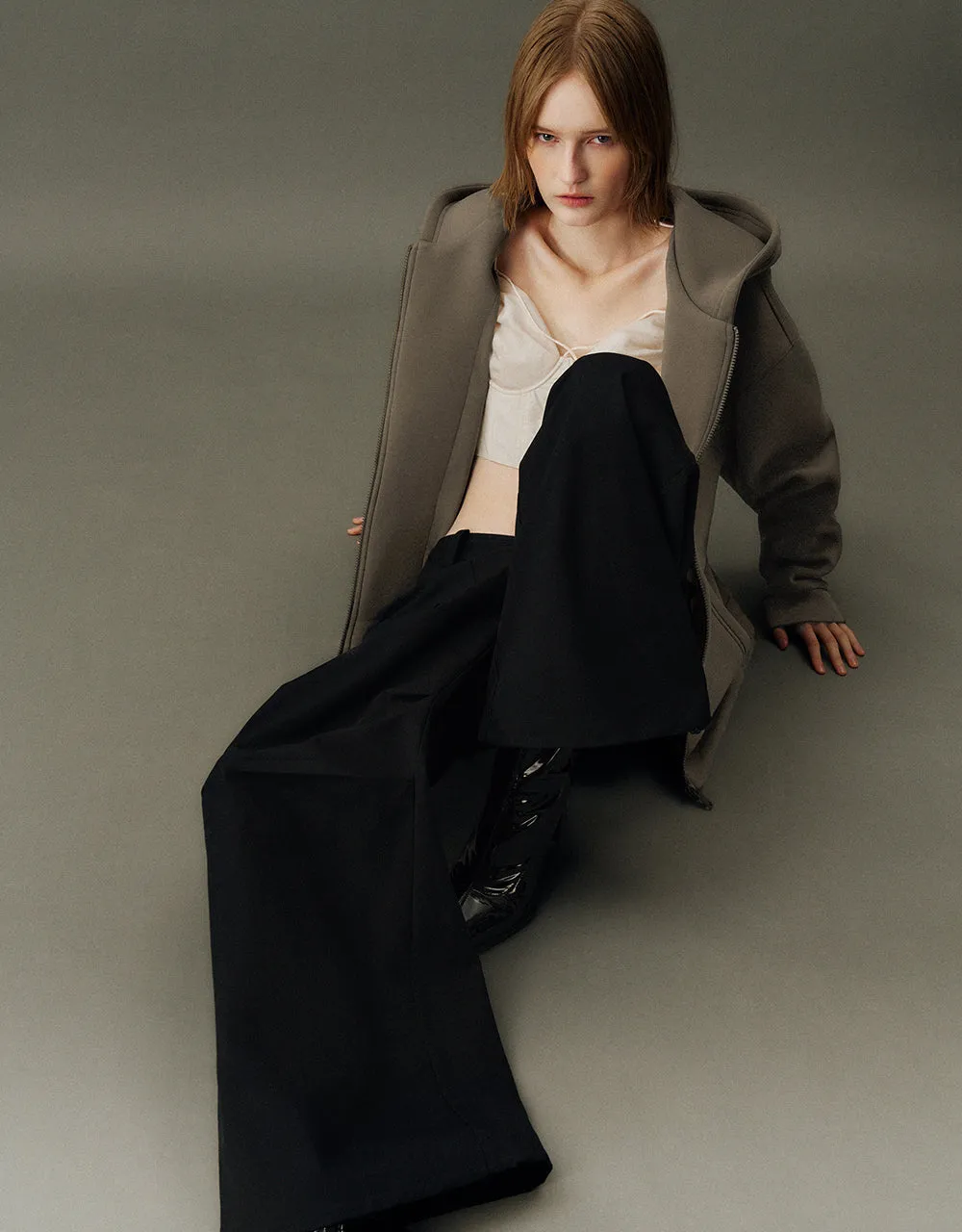 Zipper Front Hooded Oversized Jacket sold by Urban Revivo product image thumbnail 3