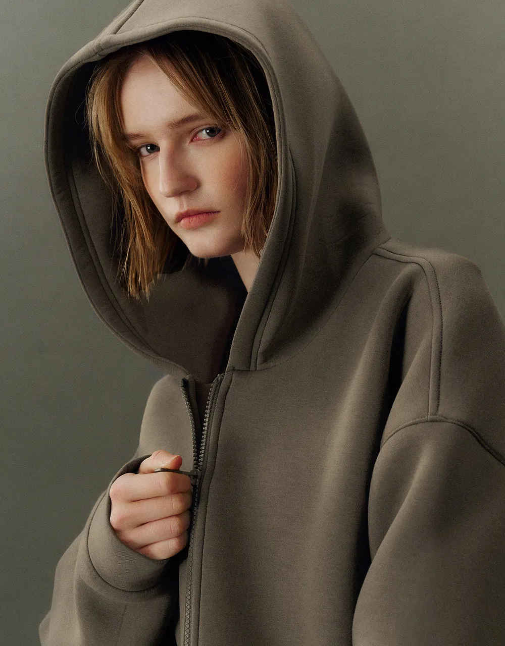 Zipper Front Hooded Oversized Jacket sold by Urban Revivo product image thumbnail 4