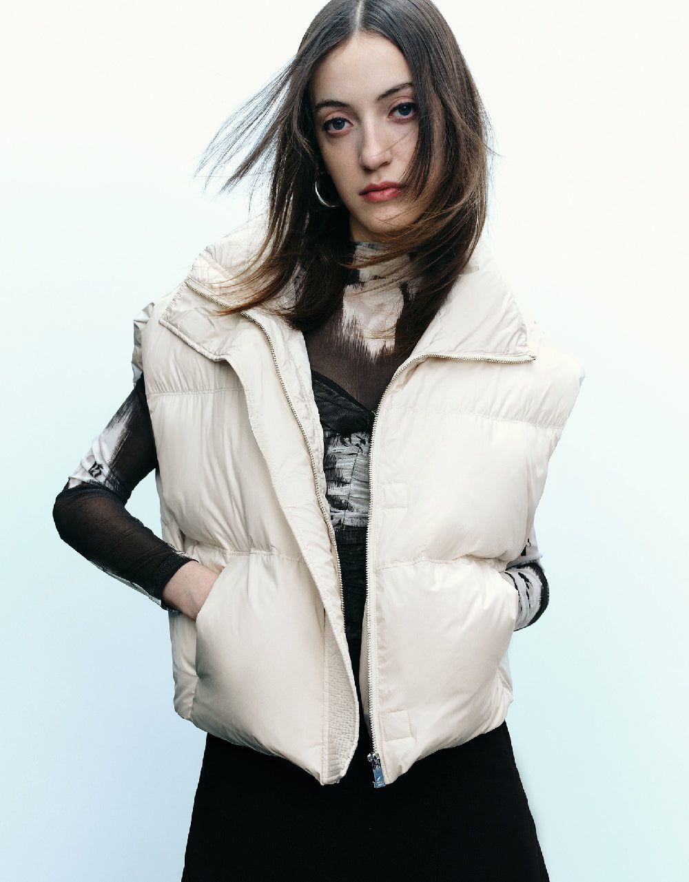 Stand Collar Puffer Waistcoat sold by Urban Revivo