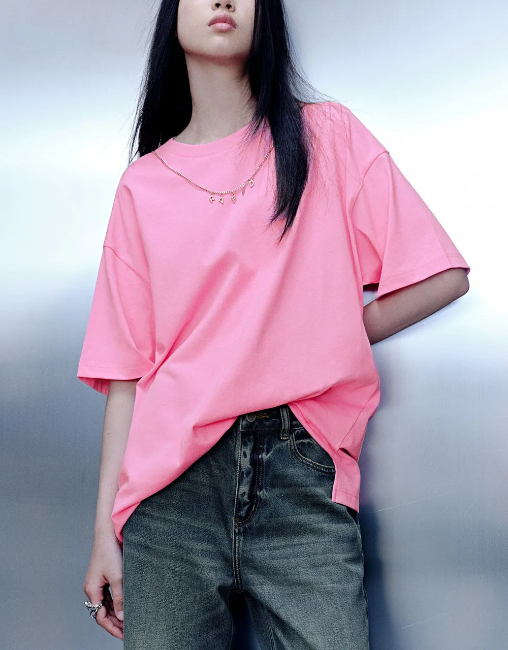 Necklace Decor Crew Neck Loose T-Shirt sold by Urban Revivo product image thumbnail 2