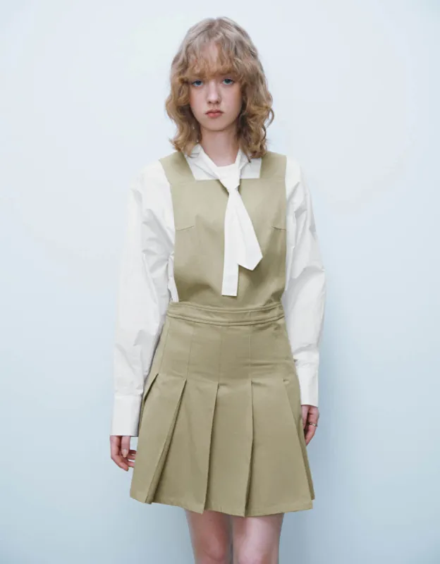 Pleated Sleeveless Square-cut Collar A-Line Dress sold by Urban Revivo