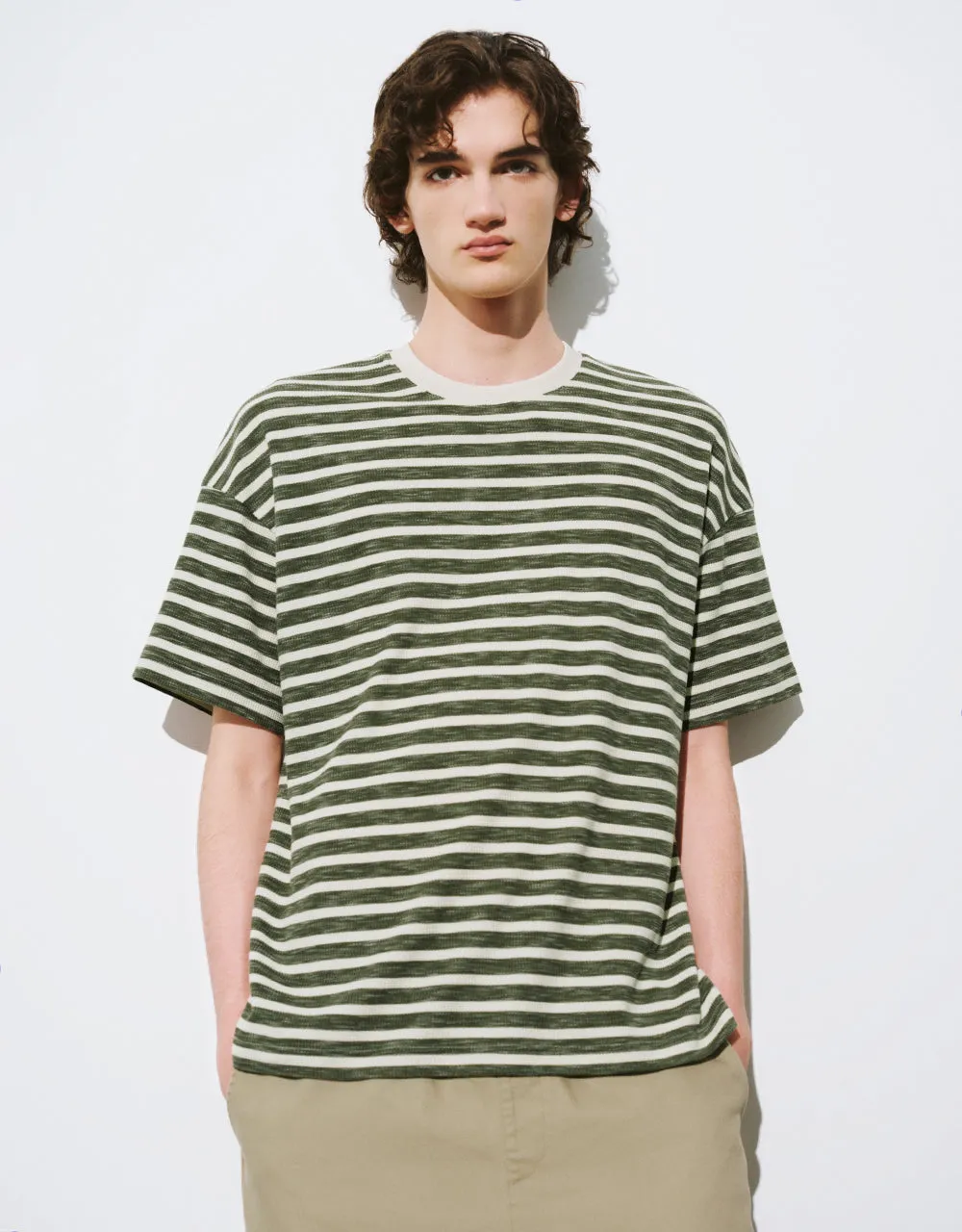 Striped Crew Neck Straight T-Shirt sold by Urban Revivo