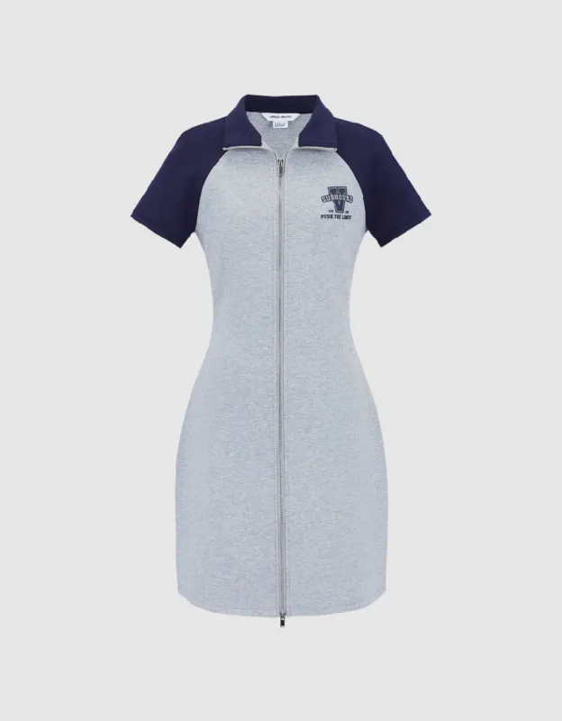 Zipper Front Skater Dress sold by Urban Revivo