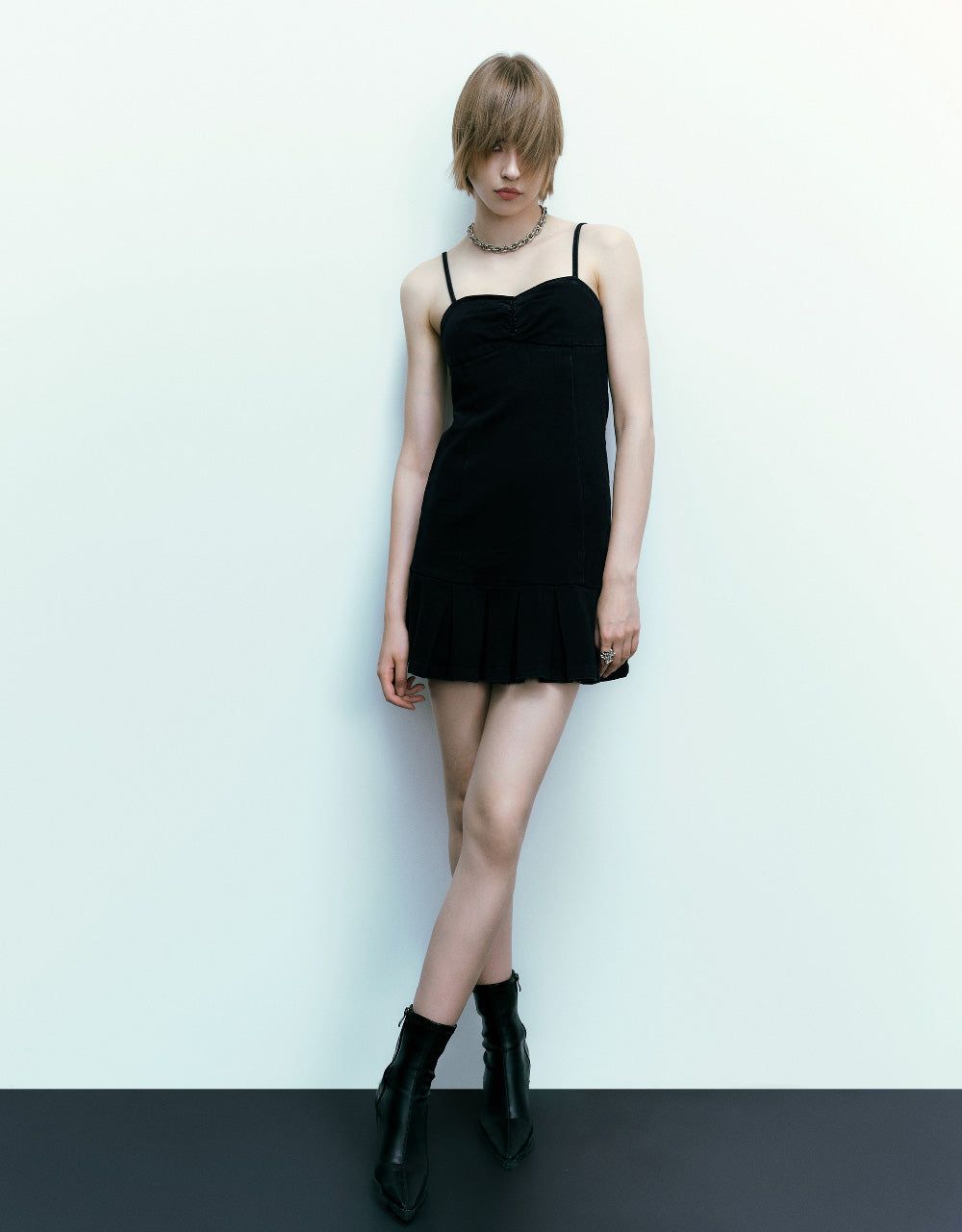 Pleated Cami Denim Dress sold by Urban Revivo