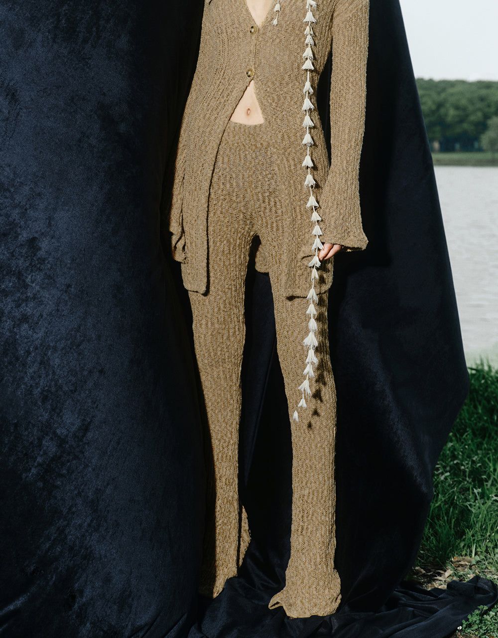 Elastic Waist Flare Knitted Pants sold by Urban Revivo product image thumbnail 4