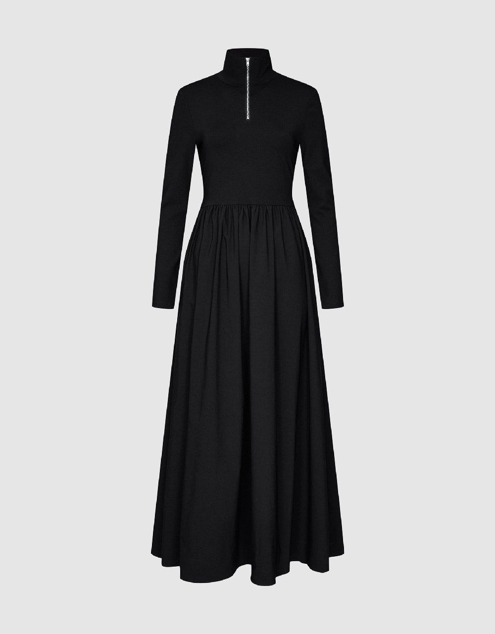 Zip Half Placket Stand Collar A-Line Dress sold by Urban Revivo product image thumbnail 2