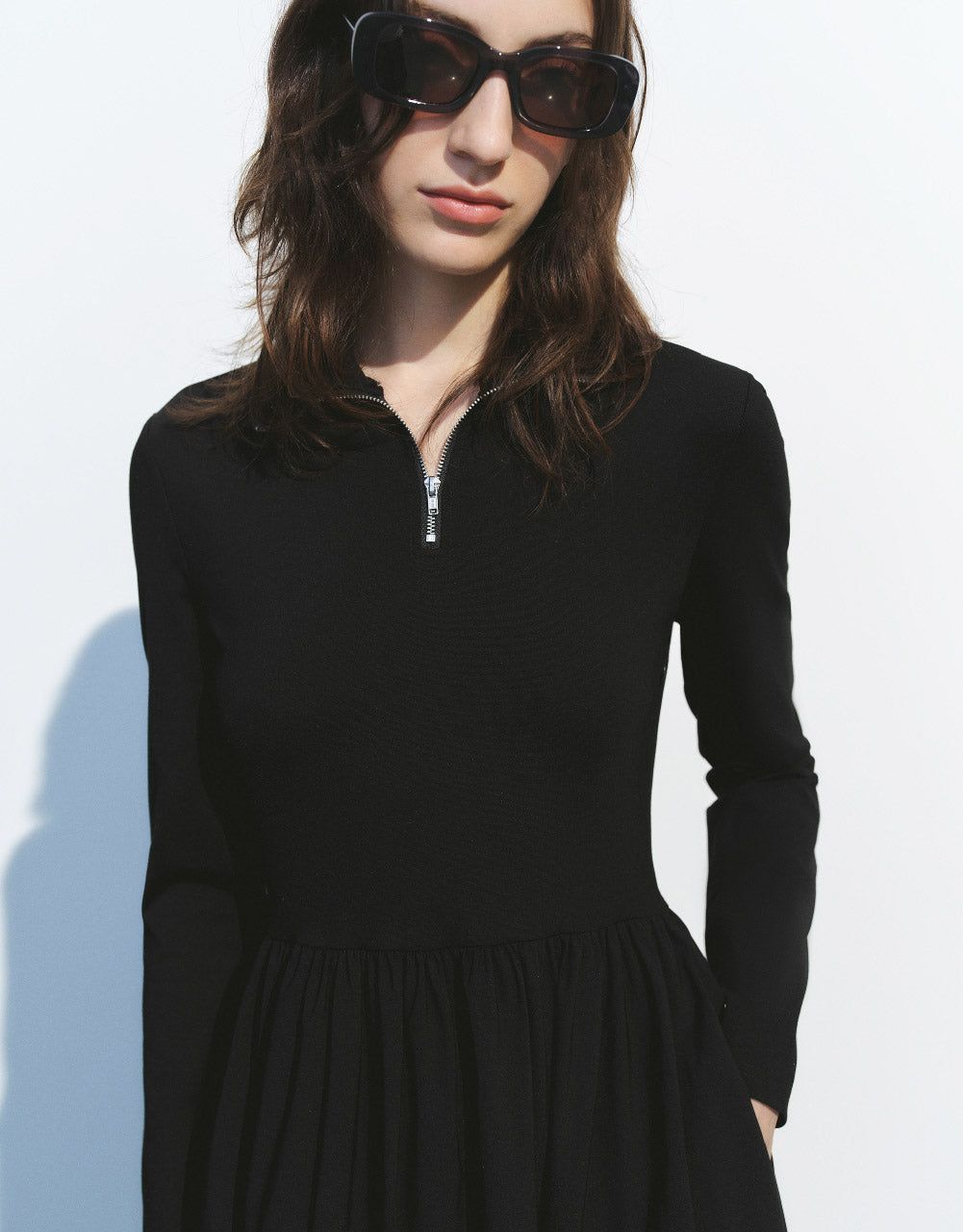 Zip Half Placket Stand Collar A-Line Dress sold by Urban Revivo product image thumbnail 5