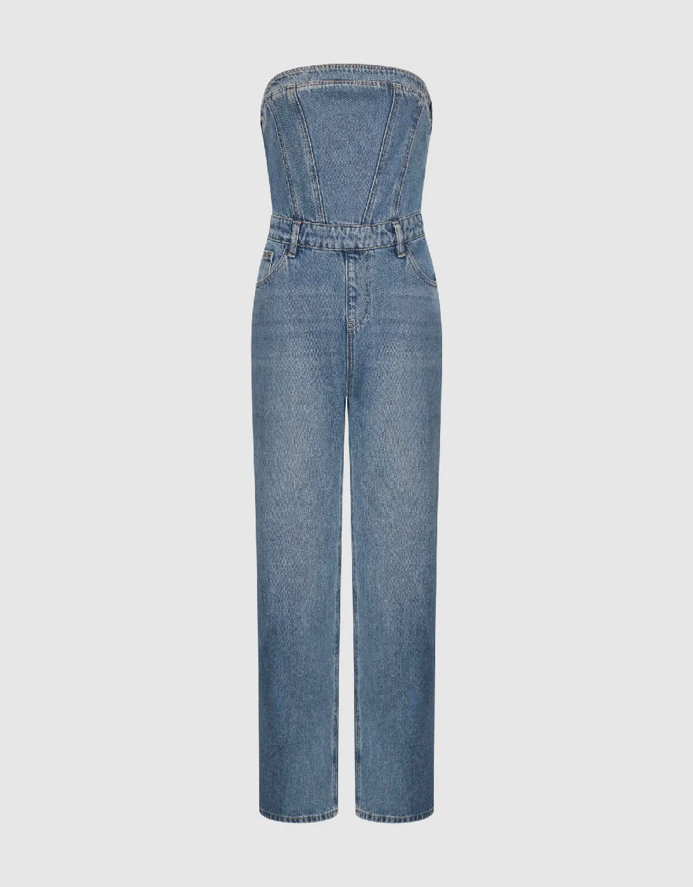 Off-Shoulder Denim Jumpsuit sold by Urban Revivo product image thumbnail 5