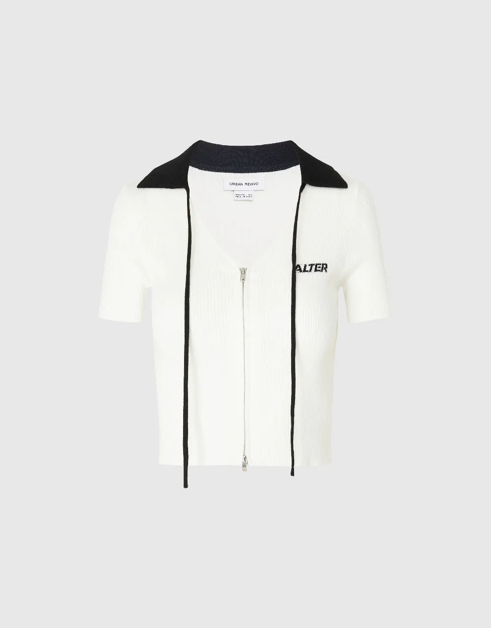 Zipper Front Knitted Cardigan sold by Urban Revivo