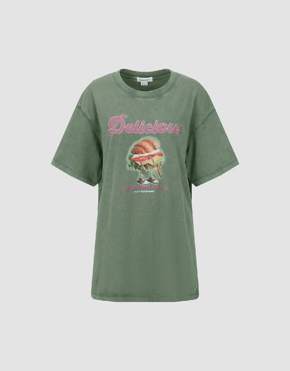 Printed Crew Neck Loose T-Shirt sold by Urban Revivo