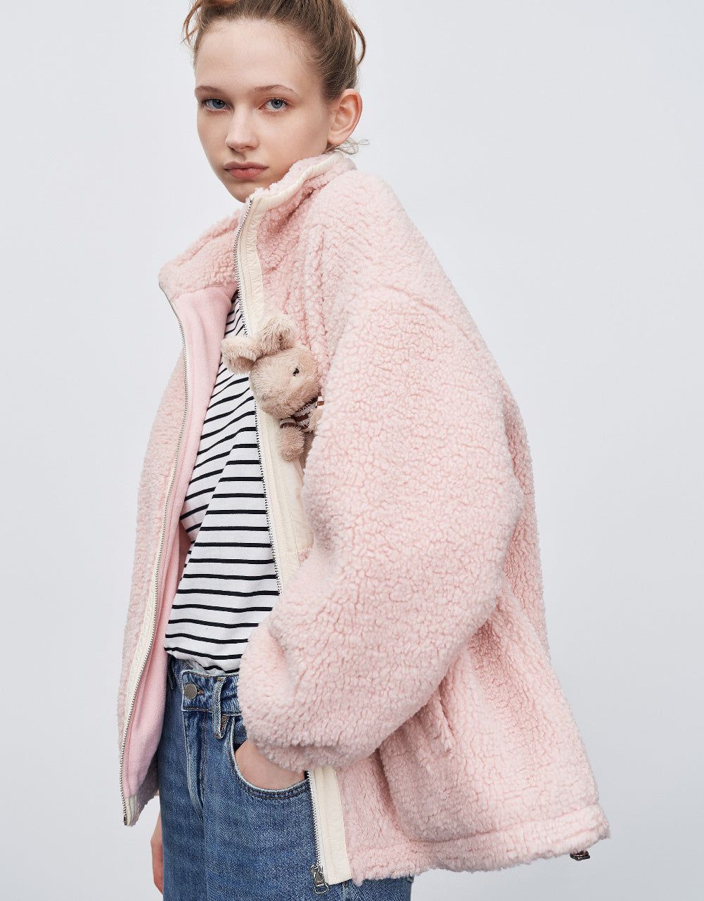 Fluffy Zipper Front Jacket sold by Urban Revivo product image thumbnail 3