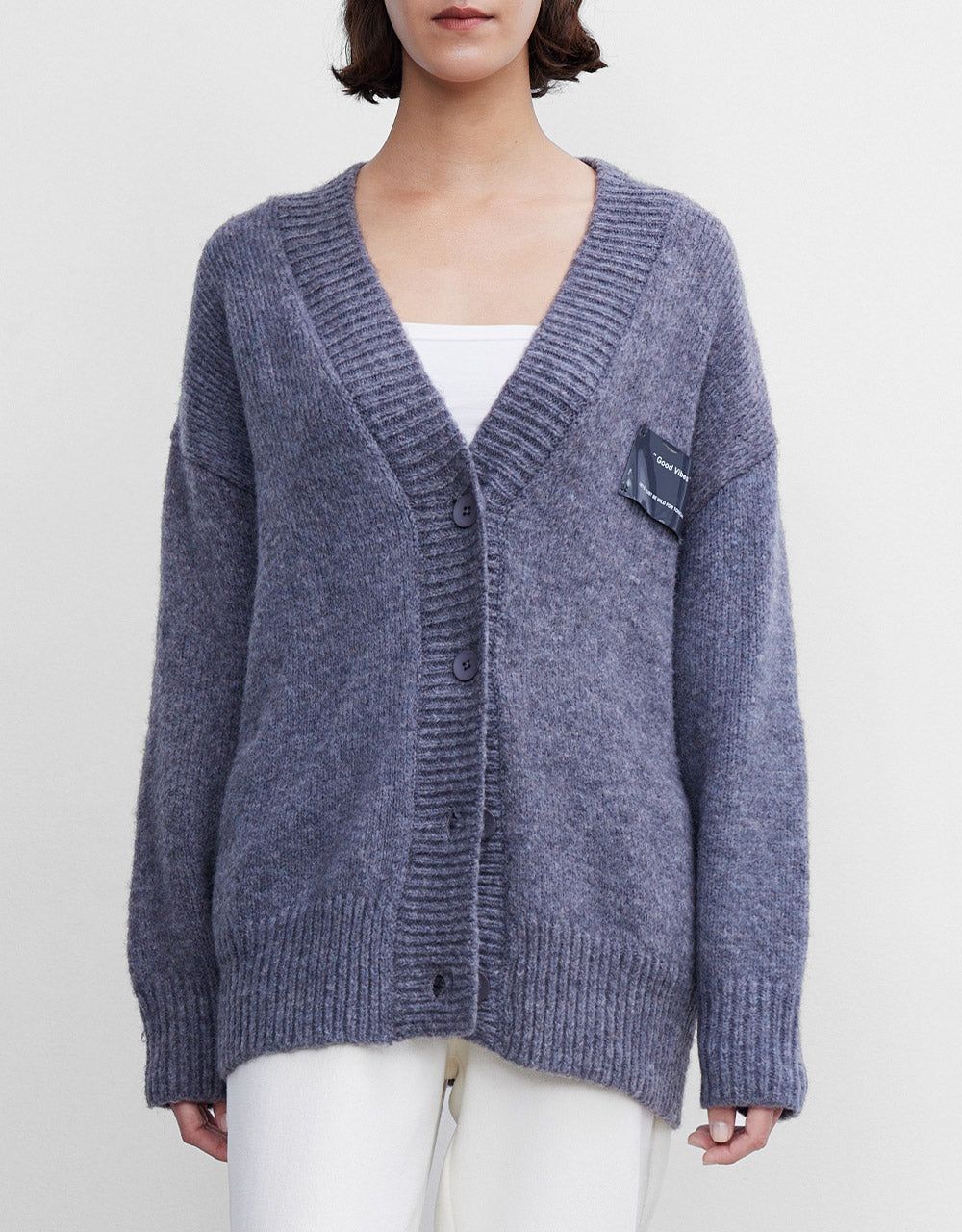 Drop Shoulder V Neck Cardigan sold by Urban Revivo product image thumbnail 2