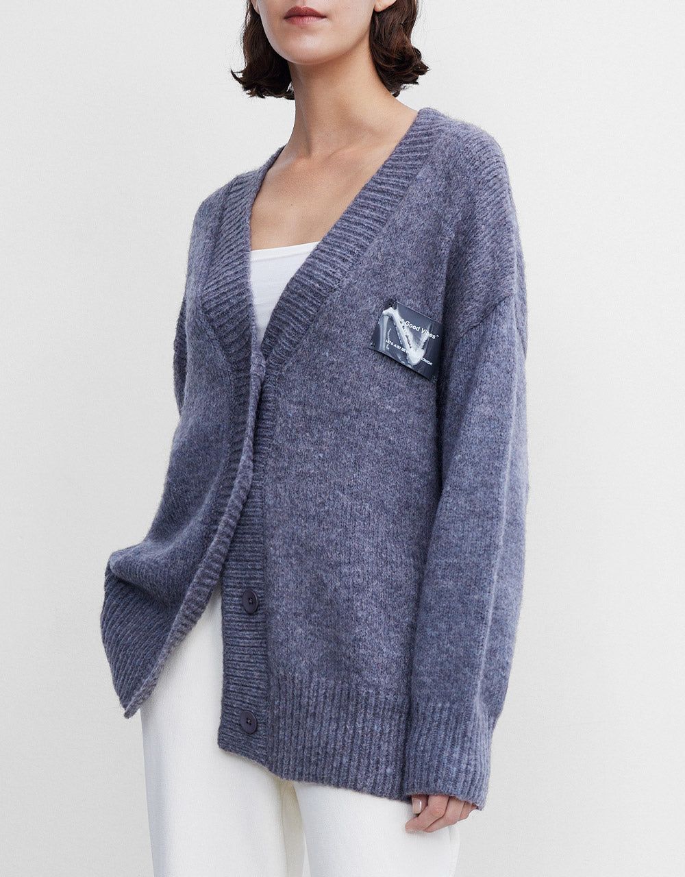 Drop Shoulder V Neck Cardigan sold by Urban Revivo product image thumbnail 5