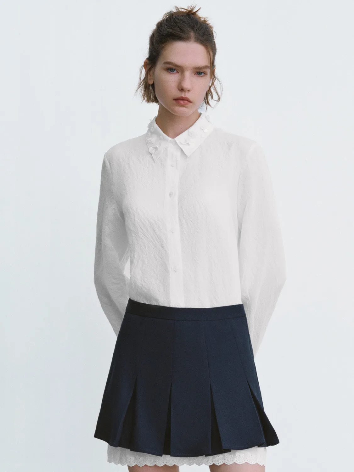 Textured Button Up Loose Shirt sold by Urban Revivo