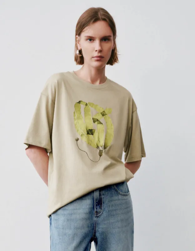 Printed Crew Neck Loose T-Shirt sold by Urban Revivo