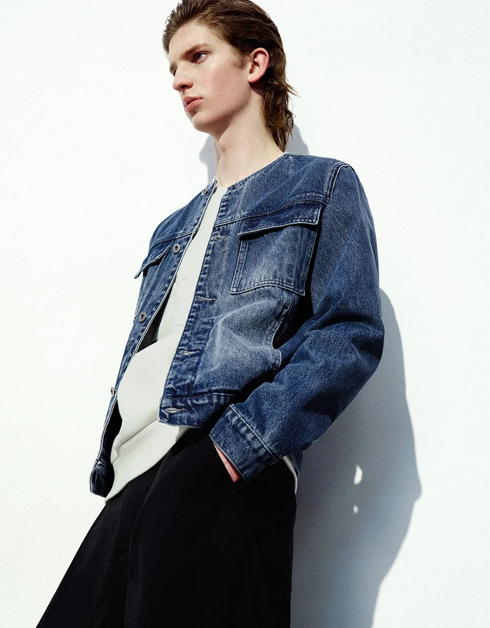 Crew Neck Denim Jacket sold by Urban Revivo product image thumbnail 3