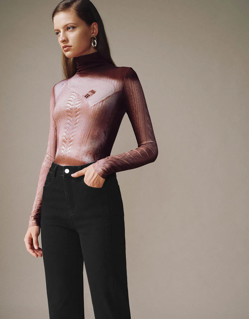 Turtle Neck Skinny Knitted T-Shirt sold by Urban Revivo product image thumbnail 4