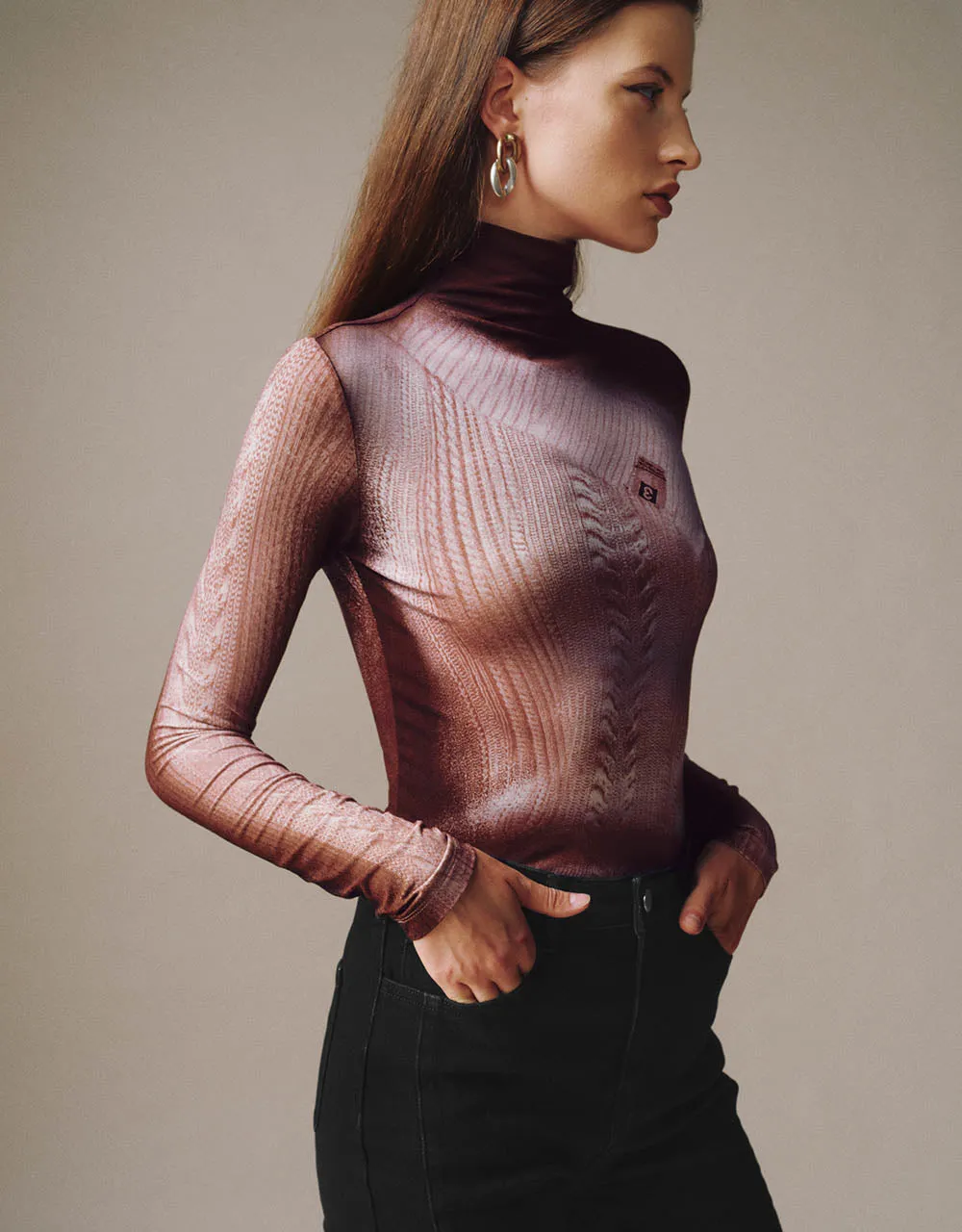 Turtle Neck Skinny Knitted T-Shirt sold by Urban Revivo product image thumbnail 2