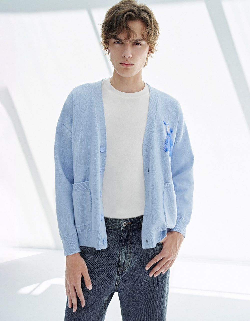 Bear Printed Knitted Cardigan sold by Urban Revivo