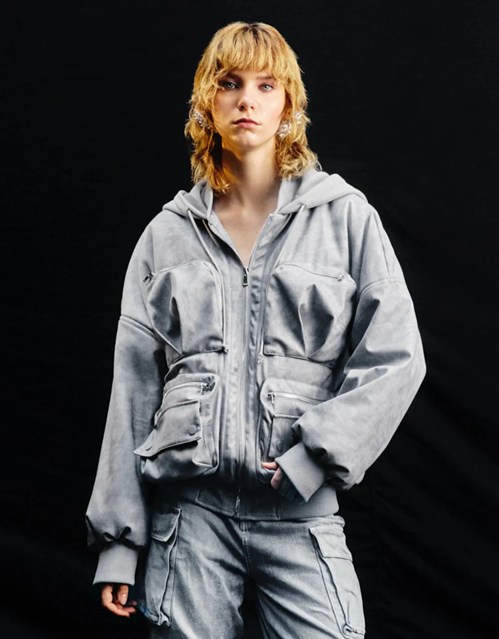 Zipper Front Hooded Padded Coat sold by Urban Revivo