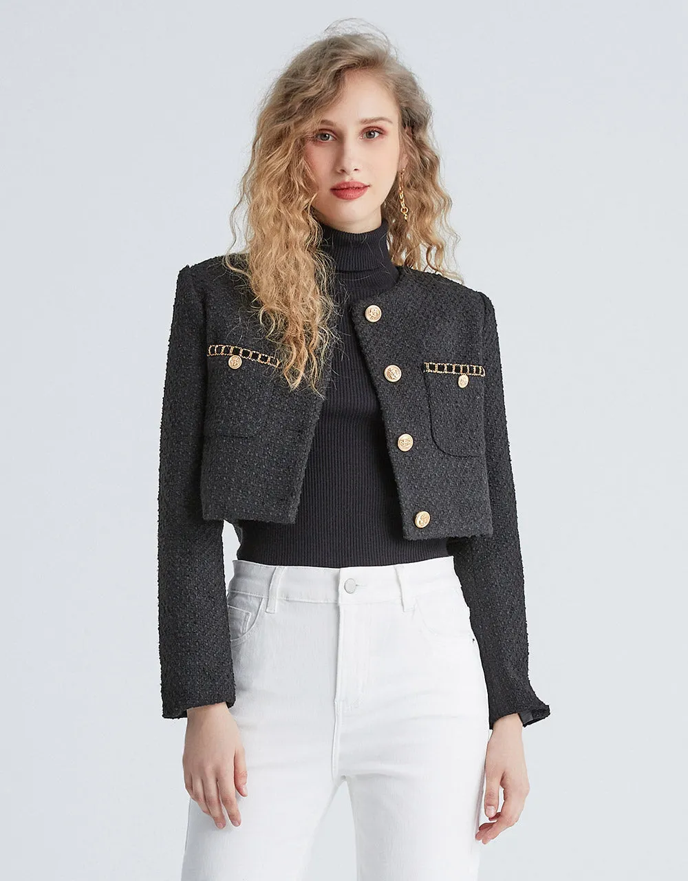 Patch Pocket Tweed Jacket sold by Urban Revivo