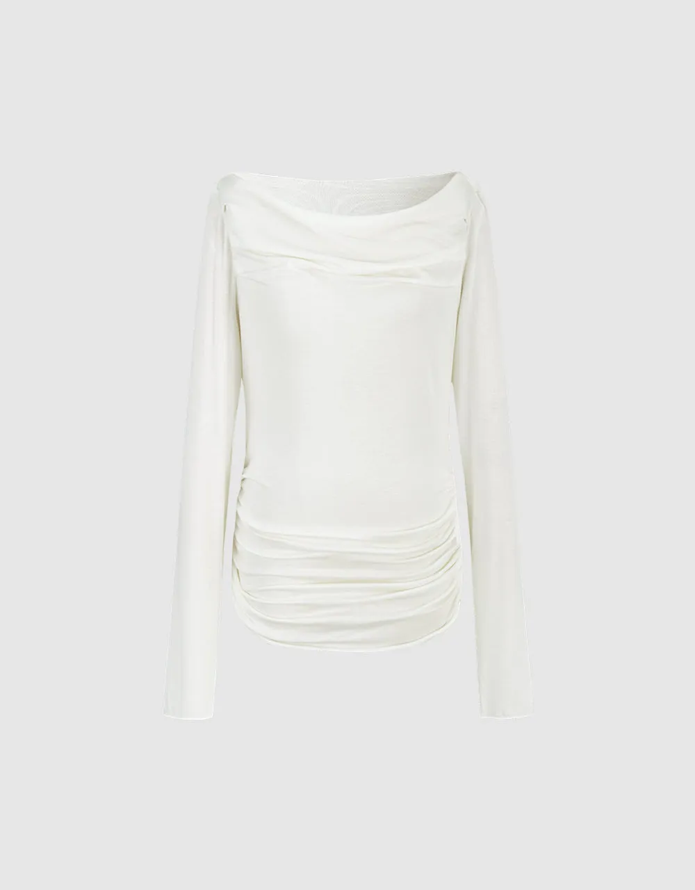 Cowl Neck Ruched Skinny T-Shirt sold by Urban Revivo