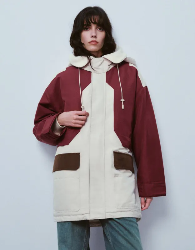 Colorblocks Hooded Padded Coat sold by Urban Revivo