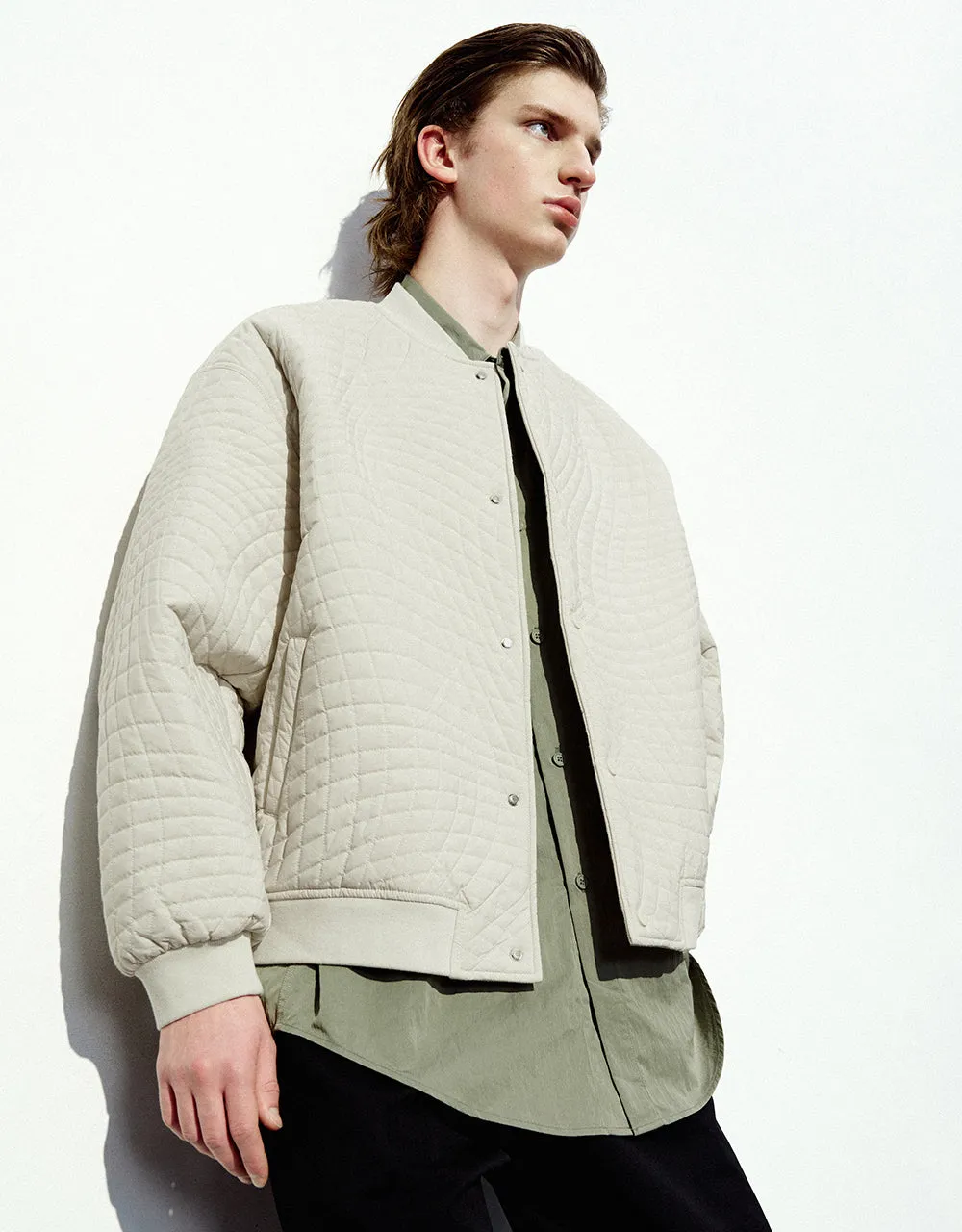 Embossed Crew Neck Padded Coat sold by Urban Revivo