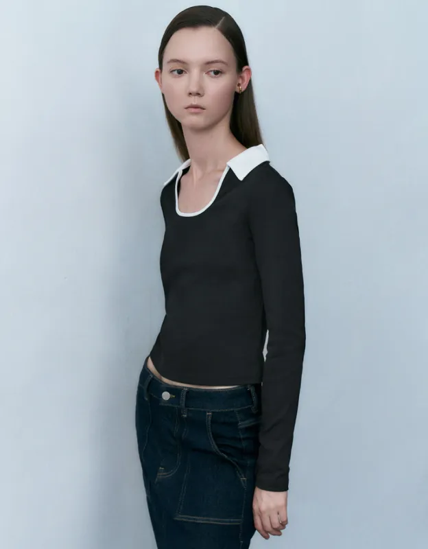Straight Lapel Knitted T-Shirt sold by Urban Revivo