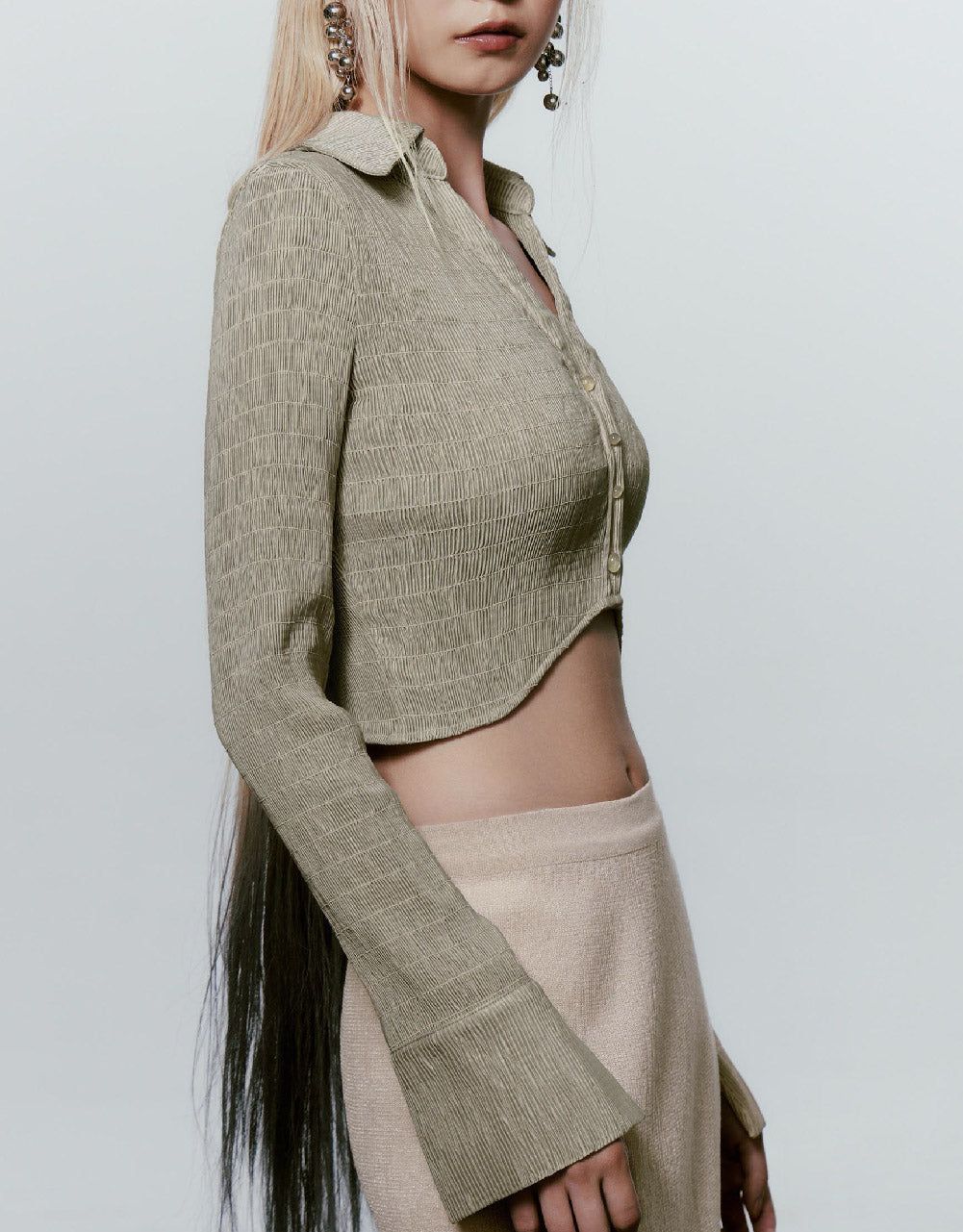 Textured Button Up V-Neck Shirt sold by Urban Revivo product image thumbnail 3