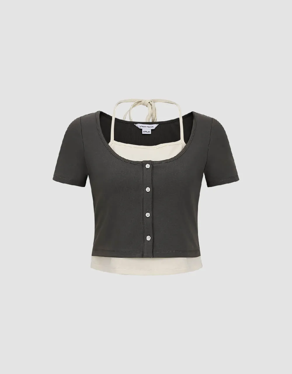 Halter Neck 2 In 1 Knitted T-Shirt sold by Urban Revivo product image thumbnail 2